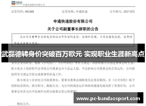 武磊德转身价突破百万欧元 实现职业生涯新高点